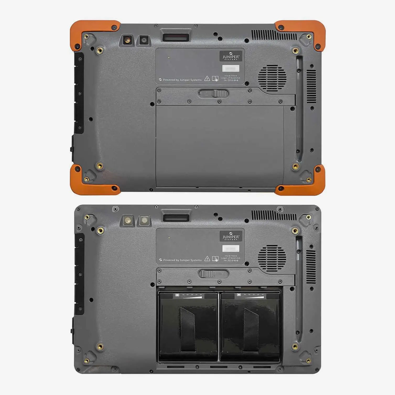 Parte trasera de la Juniper Mesa Pro con batería extraíble y cámara 13 MP