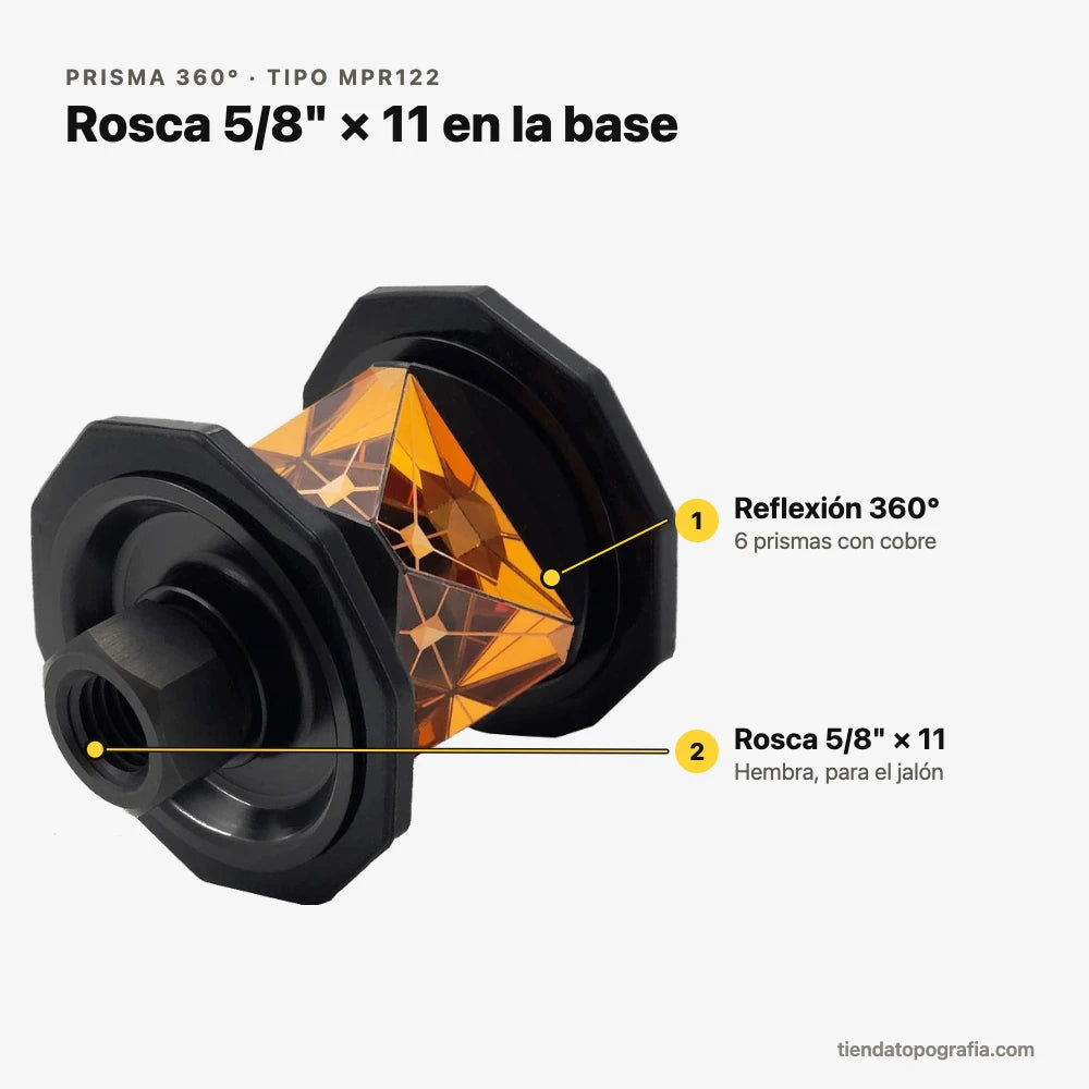 Base del prisma 360 MPR122 compatible con rosca hembra 5/8 x 11 para jalon