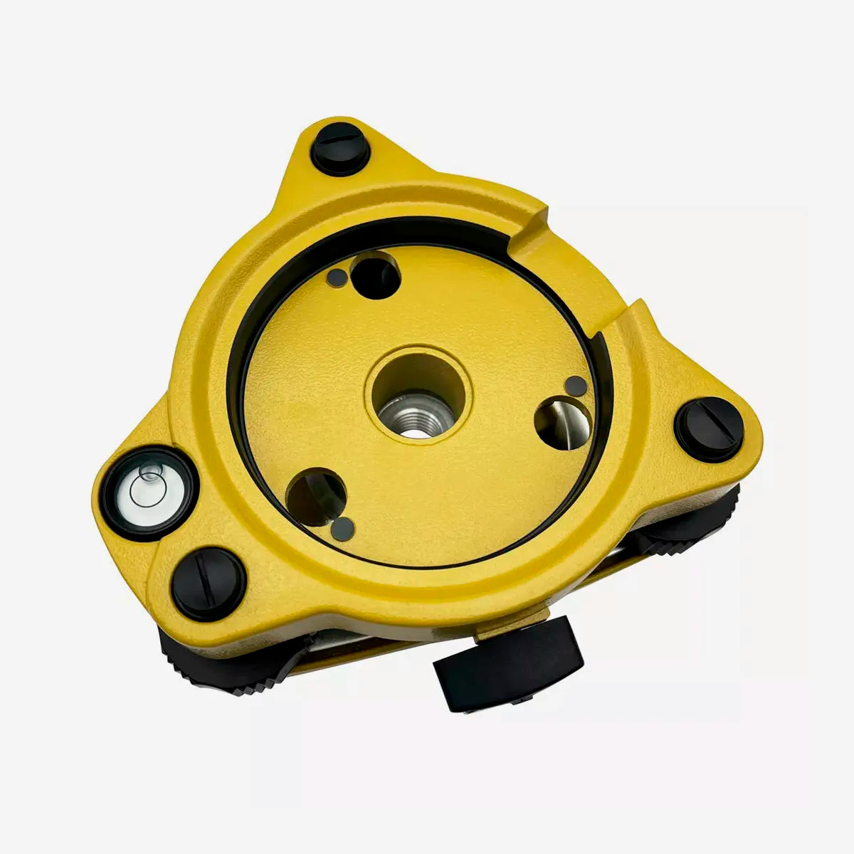 Vista frontal de la base nivelante sin plomada óptica para estaciones totales