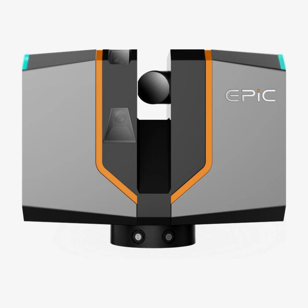 Escáner láser 3D EPiC AXIM T150, vista frontal con el espejo de escaneo