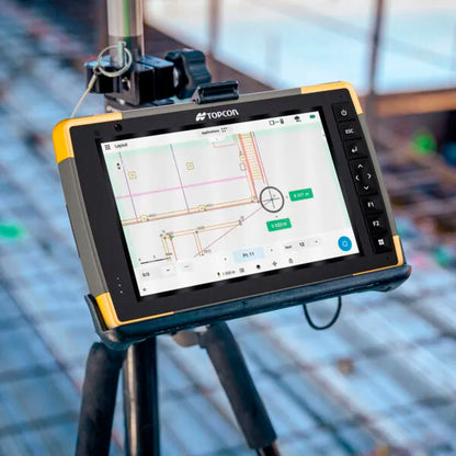 Controladora TOPCON FC-6400 CELL con pantalla táctil, conectividad Bluetooth y software MAGNET Robótico para gestión avanzada en topografía.