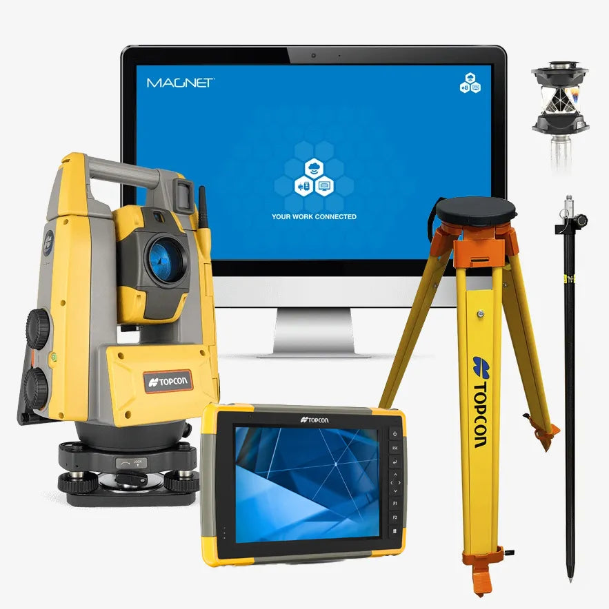 Pack Robótica TOPCON GT-603/GT-605 con estación total robótica, controladora FC-6400 CELL, software MAGNET, trípode, jalón y prisma.